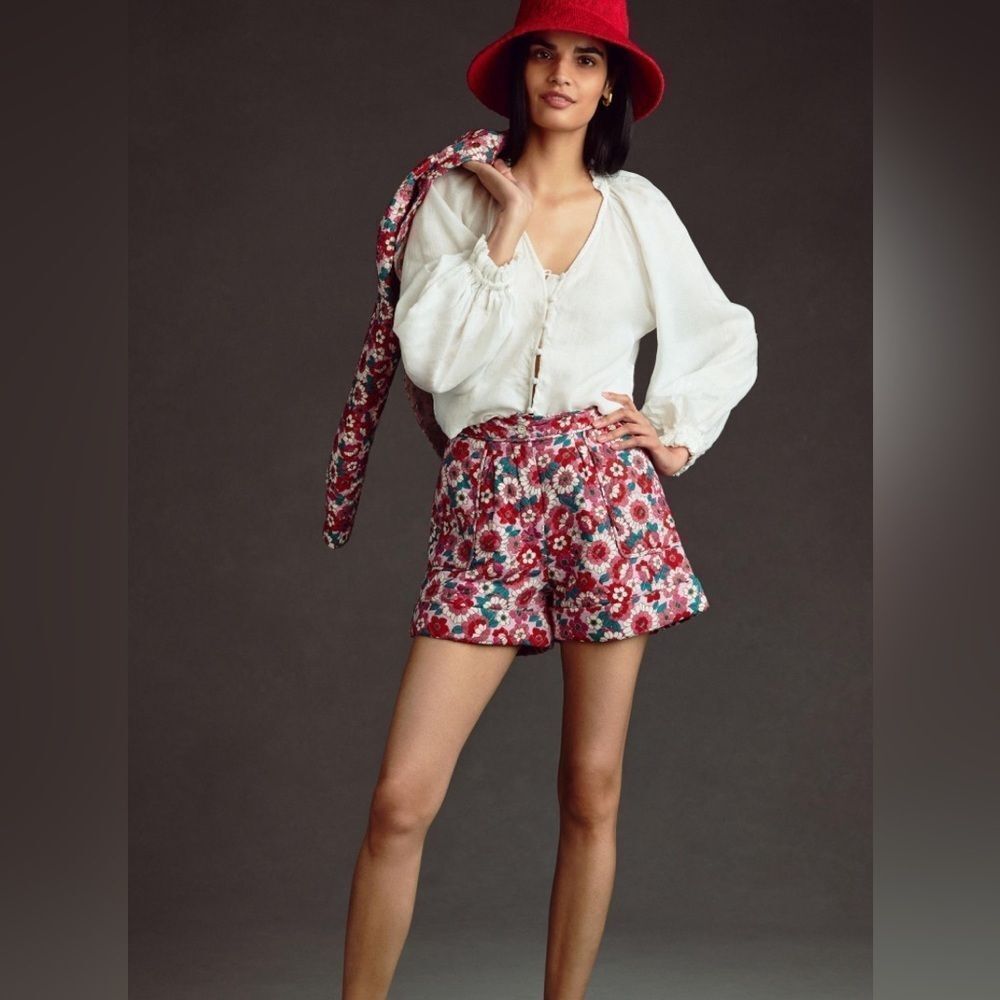 ANTIK BATIK Blossom Quilted Shorts Red Size Small - Picture 2 of 8